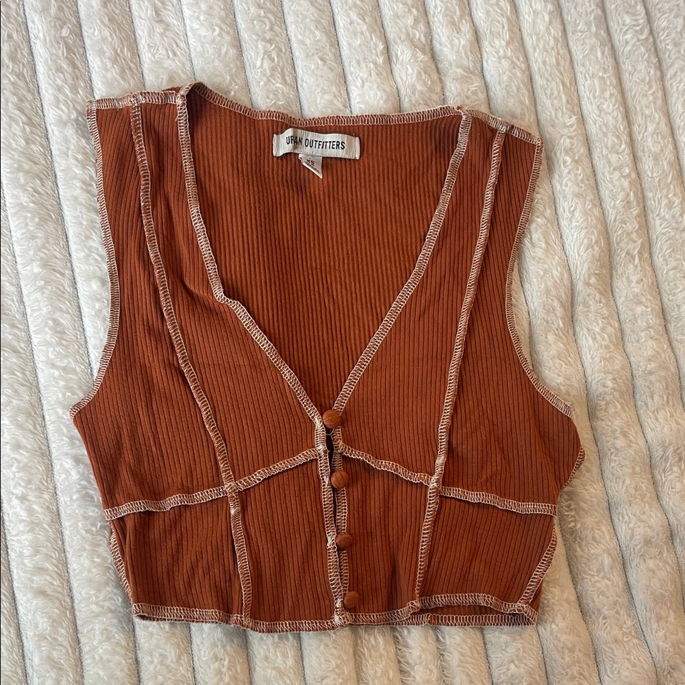 Urban Outfitters Ribbed Button-Up Crop Top